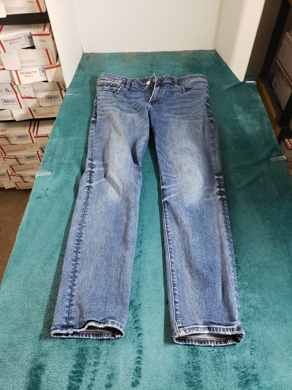 Express Jeans Size 33x30 Mens Blue Pants Stretch Denim Mid Rise Slim Straight